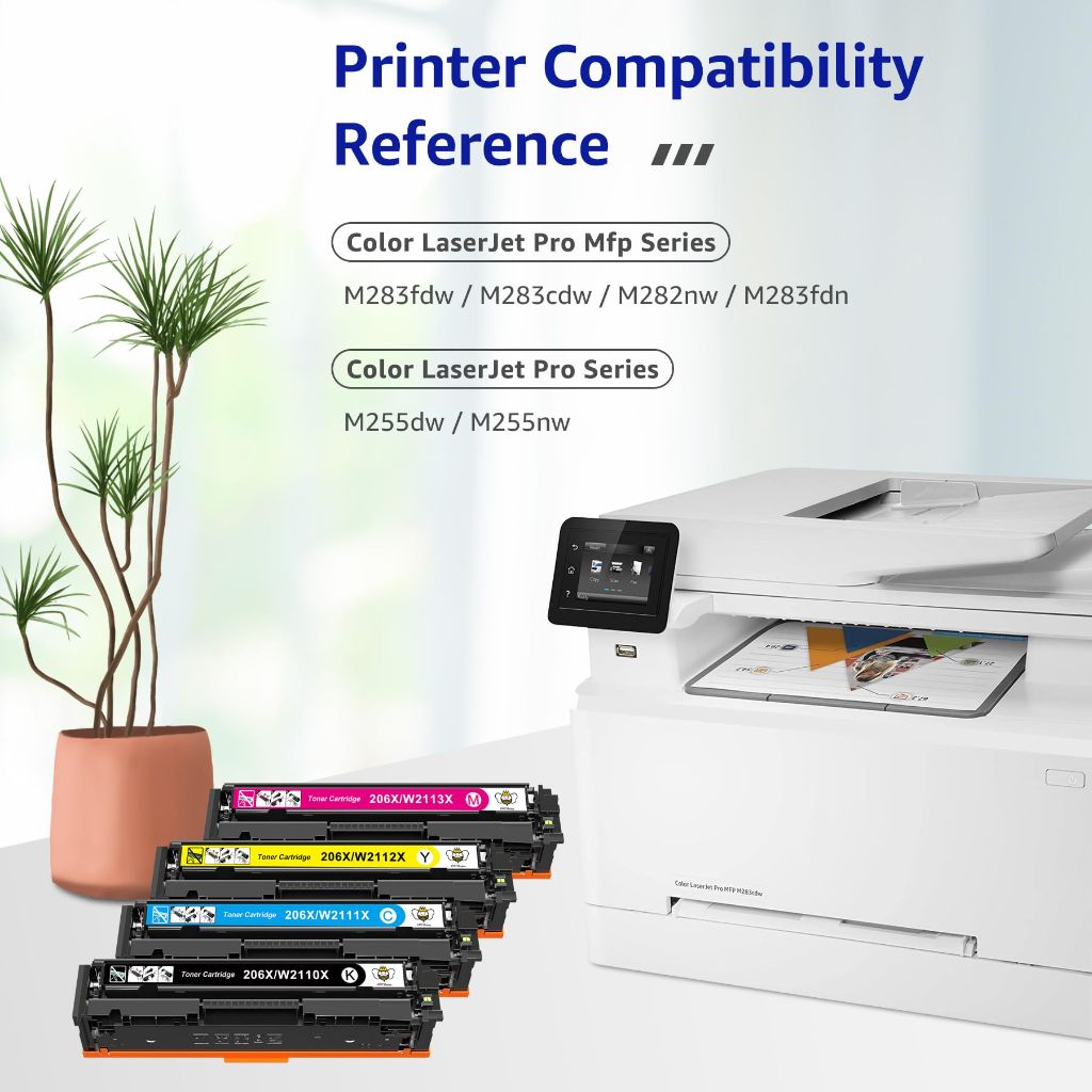 CMYBabee Compatible Toner Cartridge Replacement for HP 206X 206A for Color LaserJet Pro (BCMY, 4-Pack)