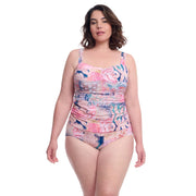 Profile by Gottex Women's Standard Karma D Cup Ruched Tankini, Multi 18W