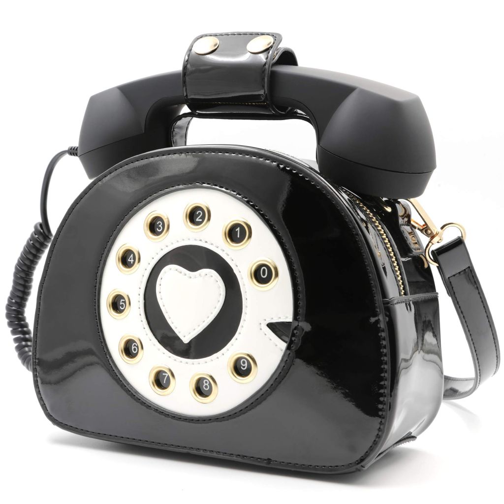 Retro Telephone Crossbody Shoulder Bag Purse - Black