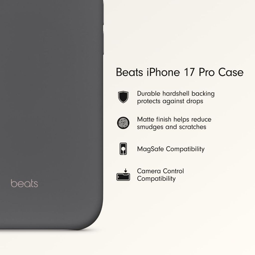 Beats iPhone 17 Pro Case with MagSafe & Camera Control, Matte Finish, Microfiber Lining – Granite Gray