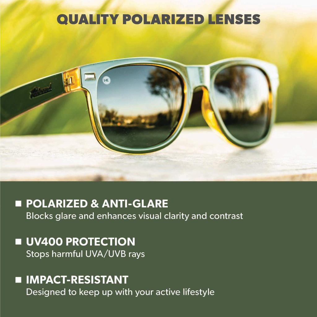 Knockaround Fort Knocks Polarized Sunglasses for Men & Women - Army Green and Amber Frames/Aviator Green Lenses
