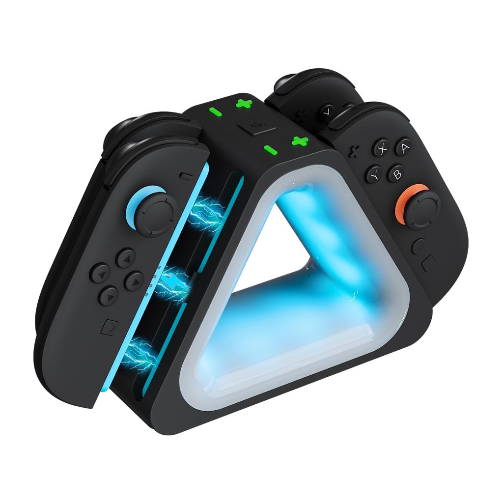 Hosanwell Switch 2 Controller Fast Charging Dock, 4 JoyCons Simultaneous Charging Station (Black)