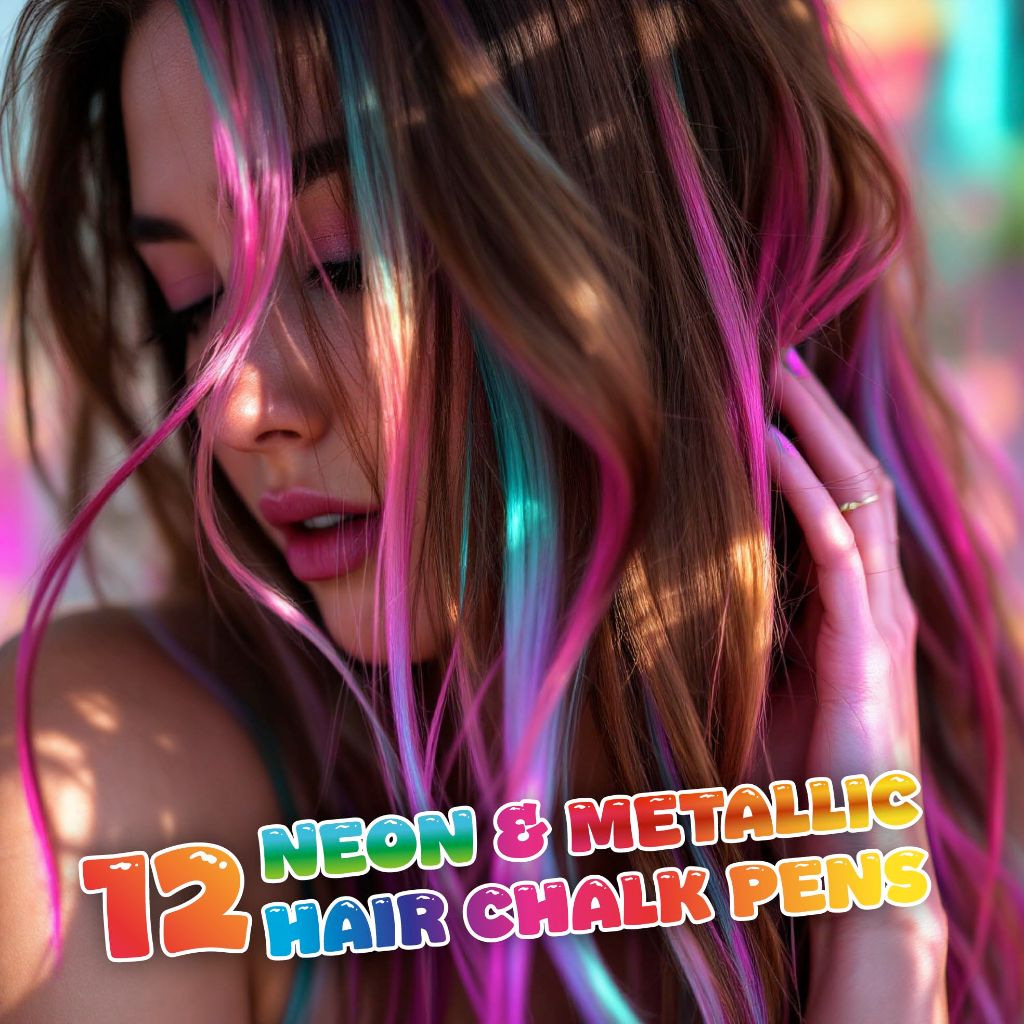 Neon & Metallic Hair Chalk Sticks (12 Colors)