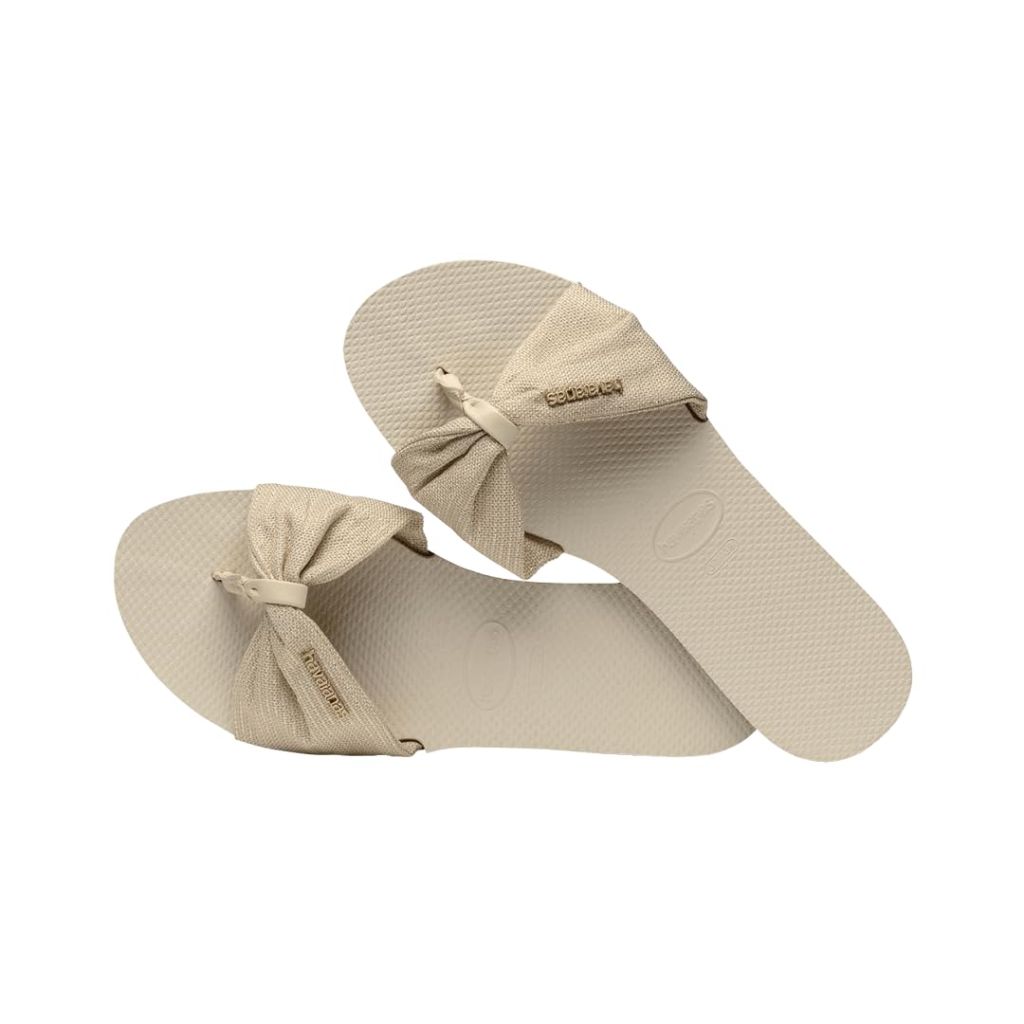 SZ 7/8M, Havaianas Women's You St. Tropez Shine Flip Flop Sandal, Beige