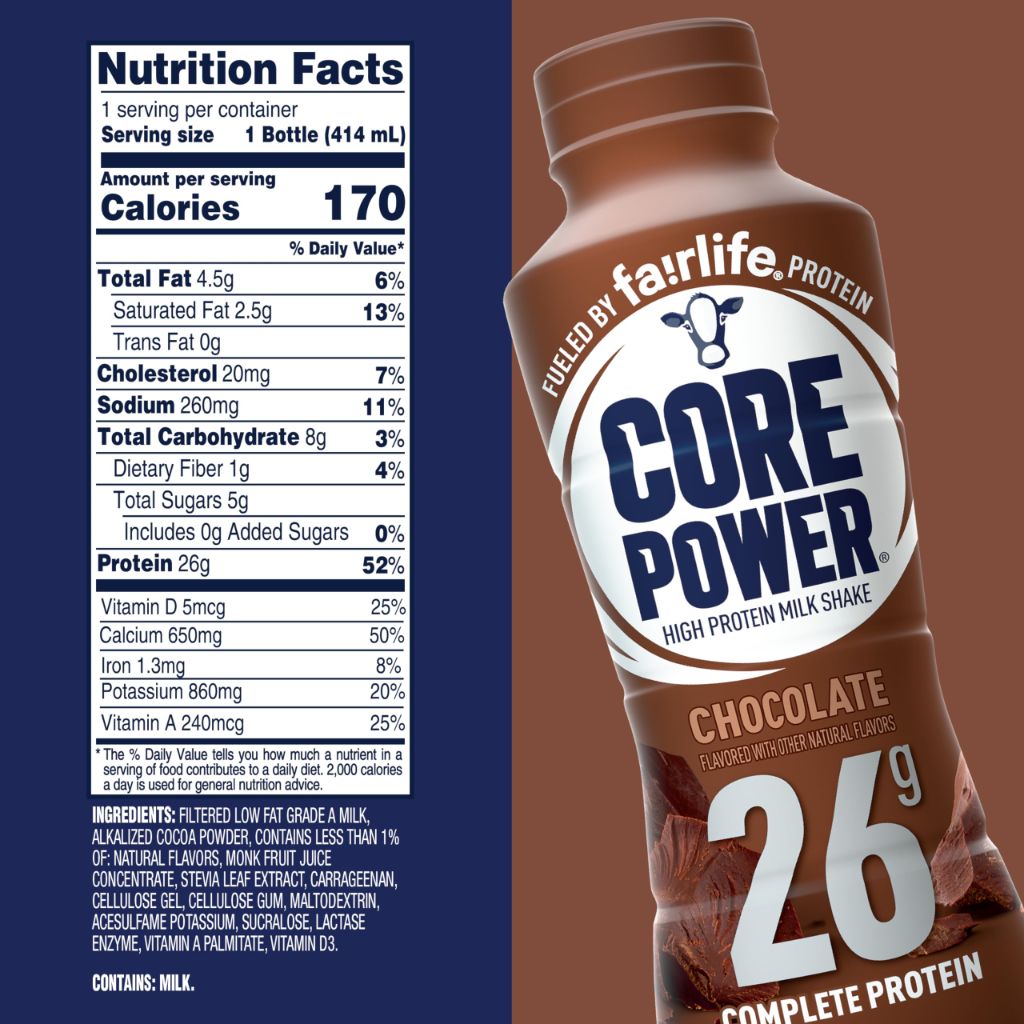 Core Power 26g Protein Shake Chocolate, 14oz Bottle (12 Pk)