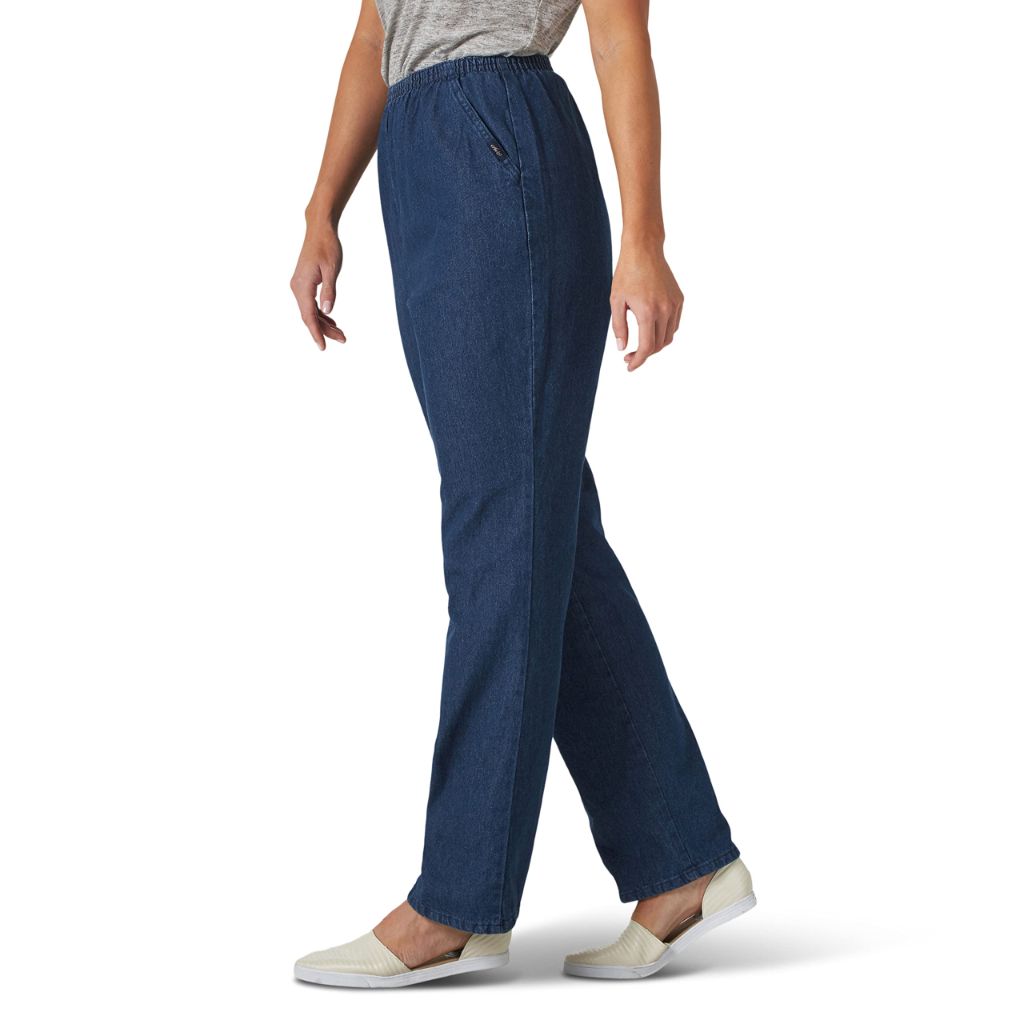 Chic Classic Collection Women's Cotton Pull-On Pant with Elastic Waist, Original Stonewash Denim, 18 Petite