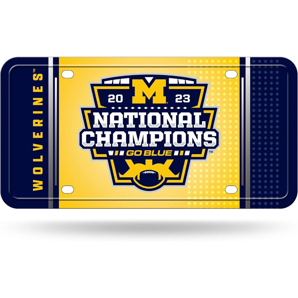 Michigan 2024 CFP National Champions Metal Auto Tag - Michigan Wolverines