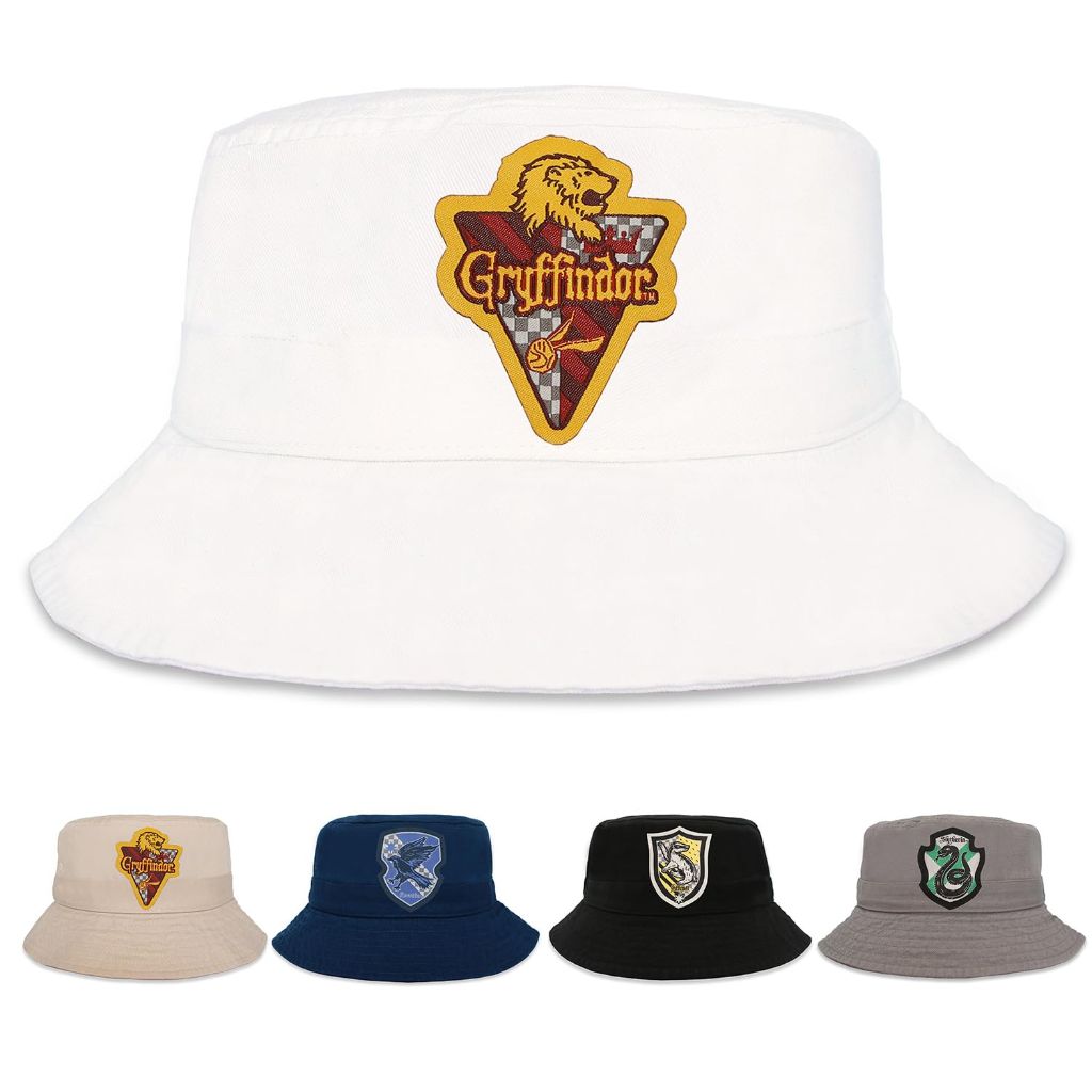 Harry Potter Bucket Hat for Kids, Boy and Girl Sun Hat Kid Ages 4-7 and Big Kids 7-14 | White | Gryffindor