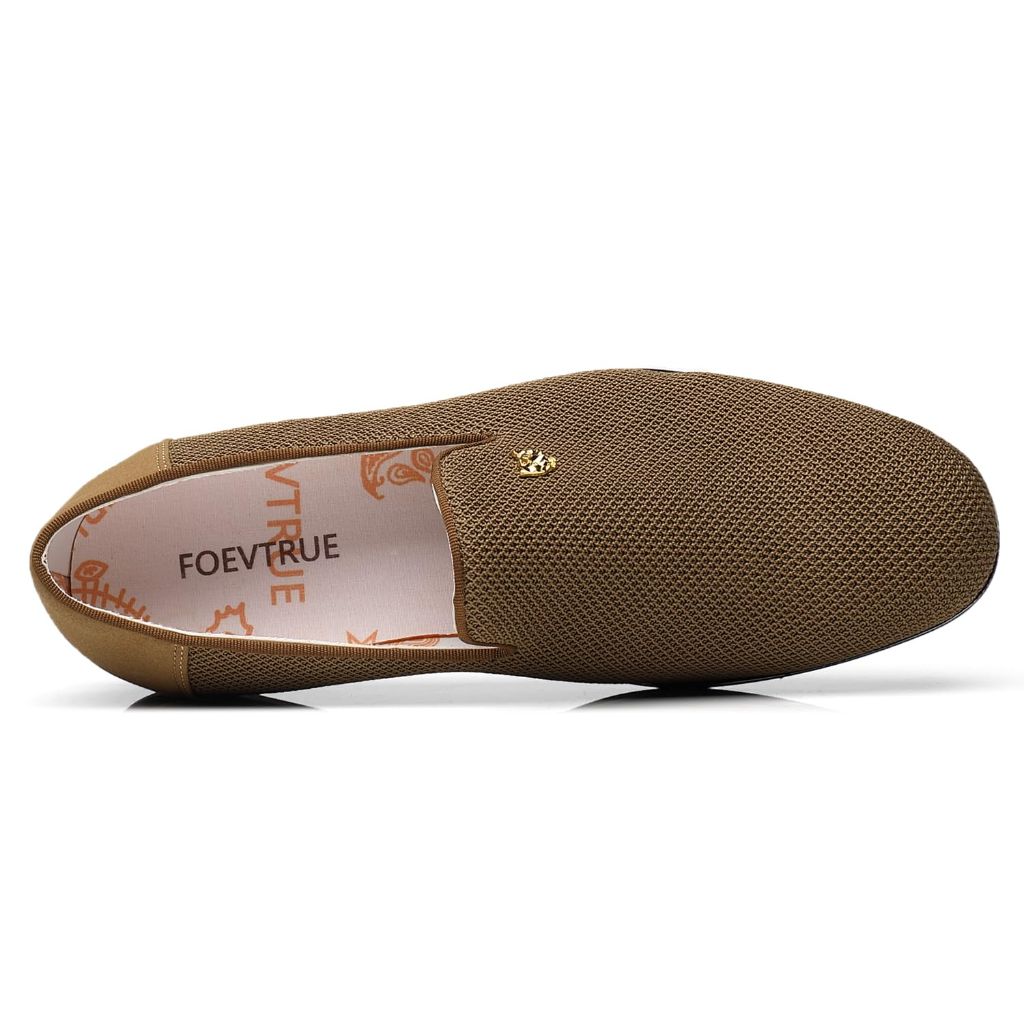 FOEVTRUE Men's Casual Loafers Slip-on Walking Dress Comfortable Fashion Shoes Khaki US 9