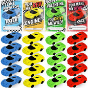 24pcs Valentines Day Cards for Kids School with Car Erasers