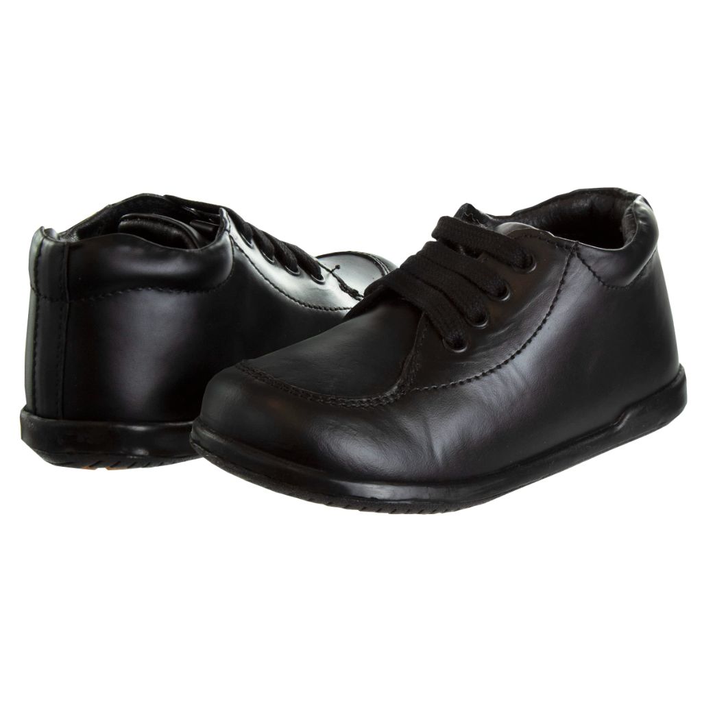Josmo Smart Baby Shoes, Leather Non-Slip Bottom High top Dress Boots, Black, 3 US Unisex Infant