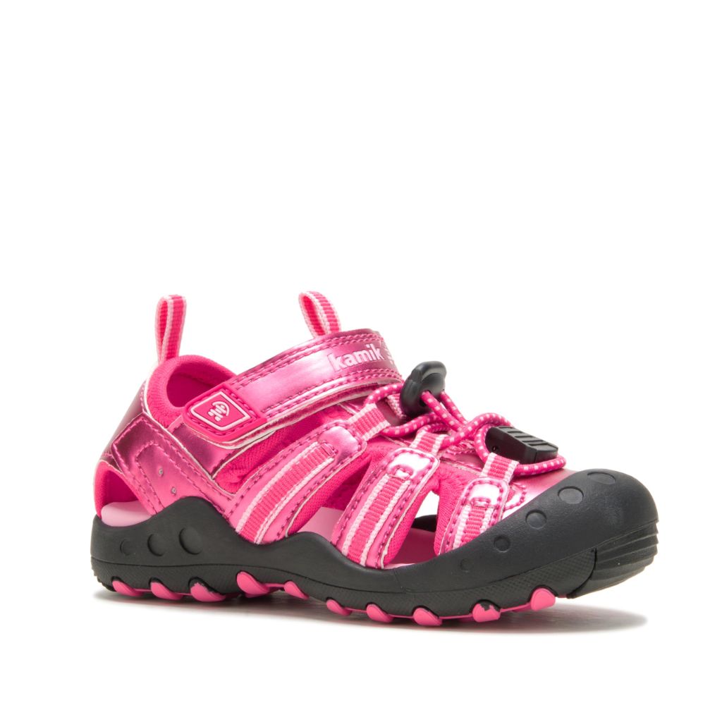 Kamik Kids Crab Shine Closed Toe Sandals, Pink, 5
