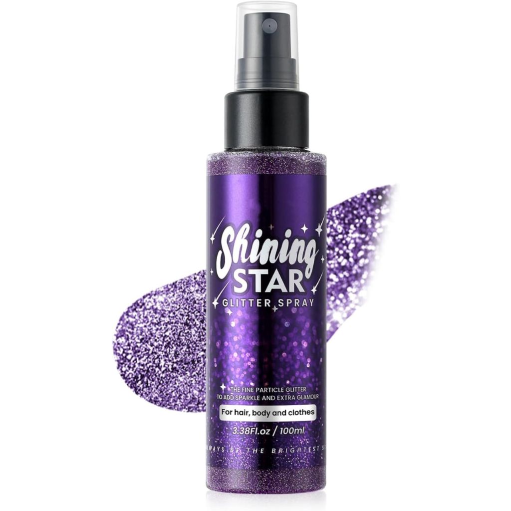 MAEPEOR Body  Shimmer Glitter Spray for Face Body Hair Clothes, Purple 3.38oz