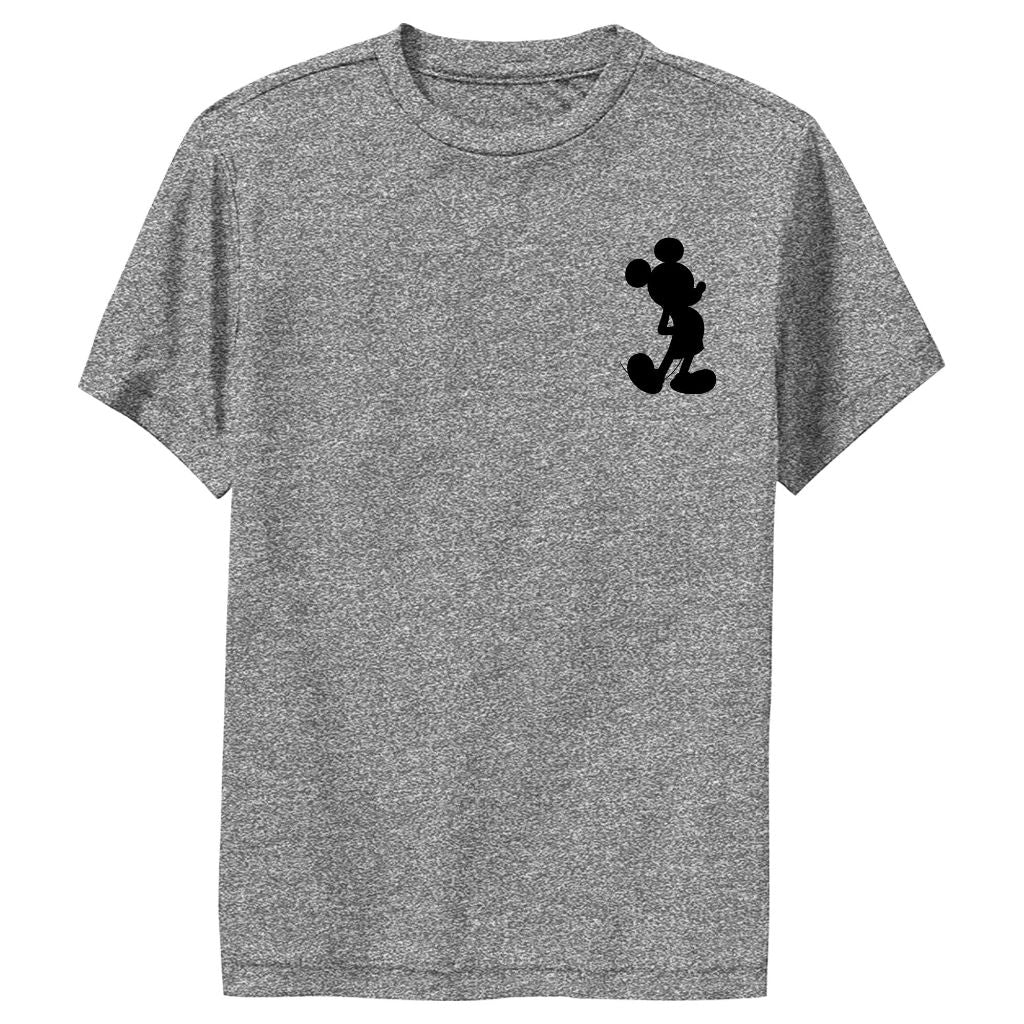Boy's Mickey & Friends Mickey Mouse Pocket Silhouette Performance Tee - Charcoal Heather - Small