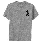 Boy's Mickey & Friends Mickey Mouse Pocket Silhouette Performance Tee - Charcoal Heather - Small