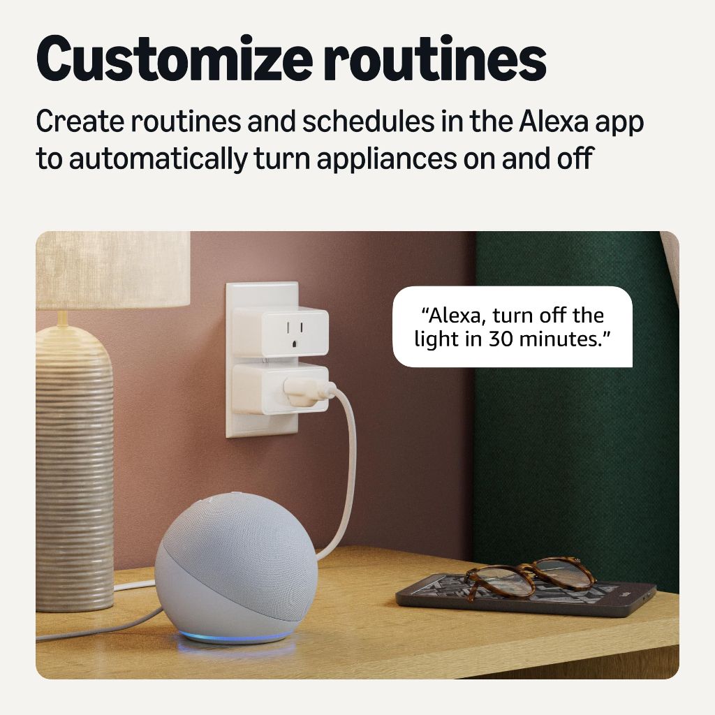 Amazon Basics Smart Plug  2.4 GHz Wi-Fi, No Hub Required, 2-Pack, White