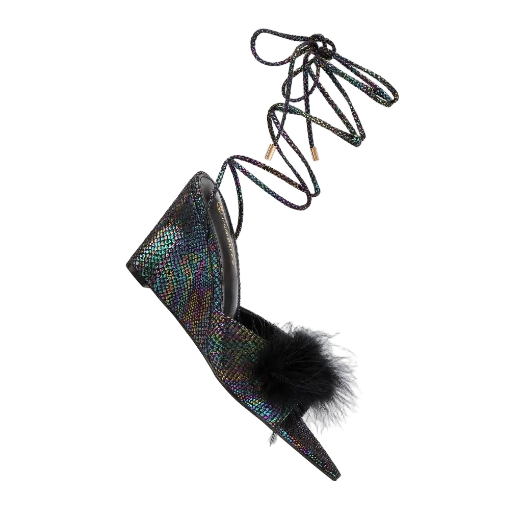 NEWBELLA Women's Slingback Pointed Toe Wedge Heel Sandals multicolor -5.5