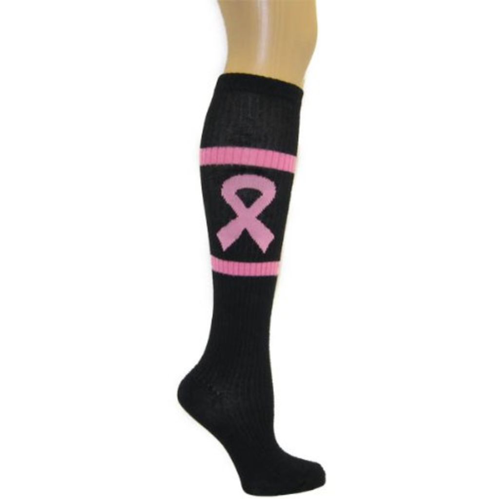 Breast Cancer Awareness Socks Pink Ribbon Knee High Socks, Sized 9-11 fits shoe sizes 5-12