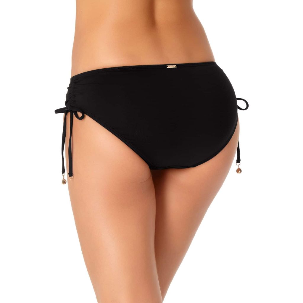 SZ L, Anne Cole Women's Alex Solid Side Tie Adjustable Bikini Swim Bottom | Black