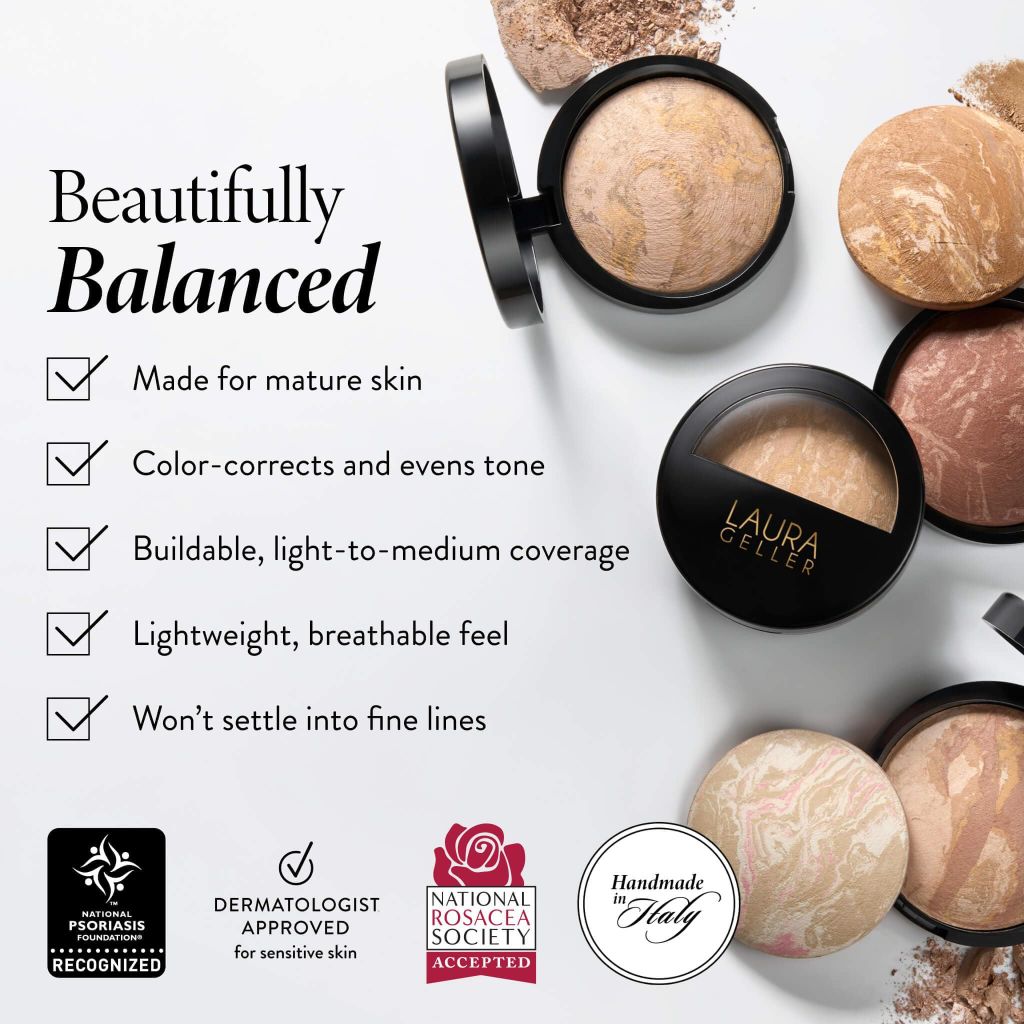 LAURA GELLER NEW YORK Baked Balance-n-Brighten Foundation with Kabuki Brush Makeup Set, Tan