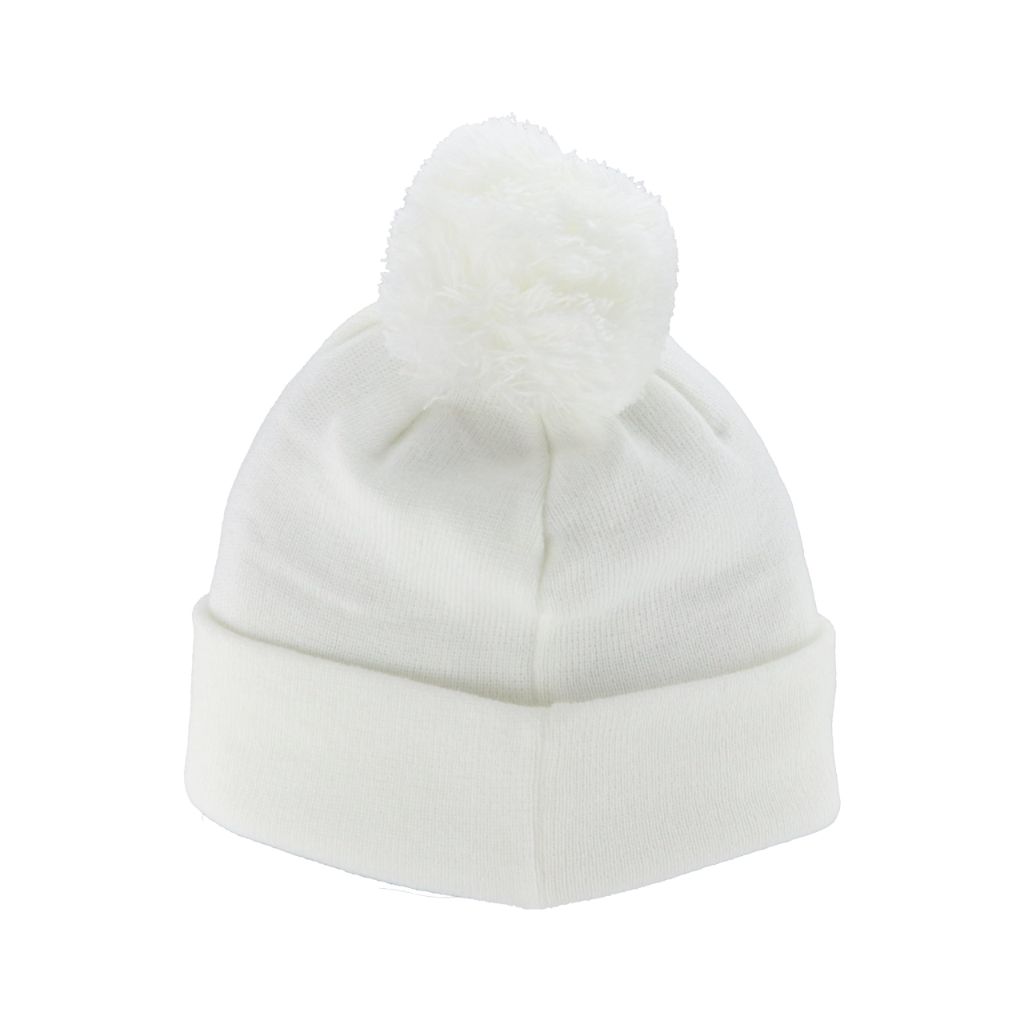 ZHATS Standard NCAA Officially Licensed Pom Beanie Patch Brick White, One Size