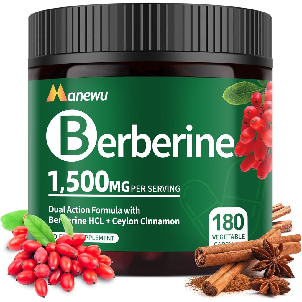 Organic Berberine Supplement 1500mg with Ceylon Cinnamon & Citrus Bergamot - 180ct