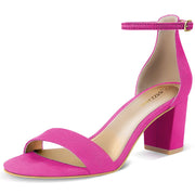 PIZZ ANNU Women's Open Toe Ankle Strap Block Heel Sandals, Hot Pink, Size 11