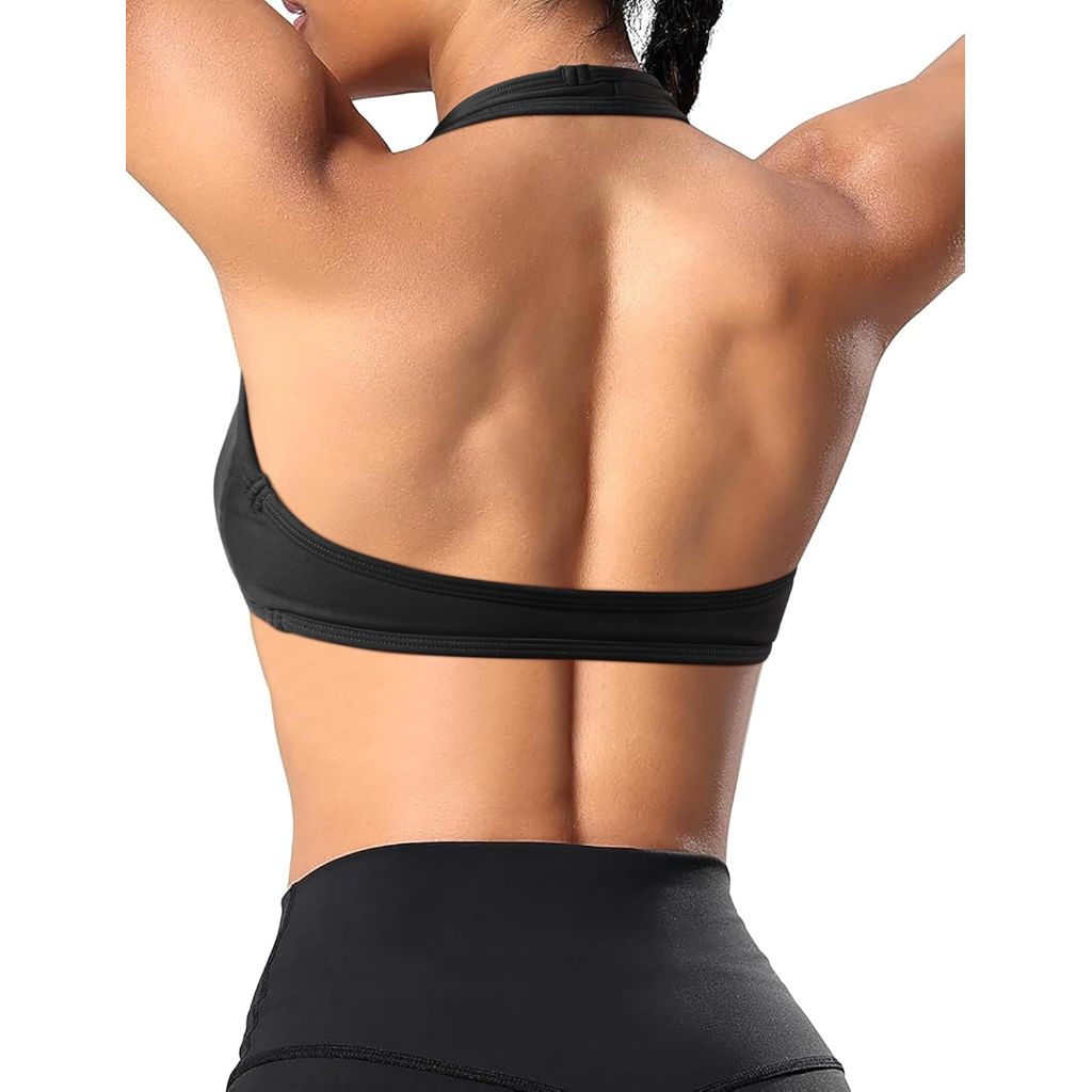SZ M, OMKAGI Halter Sports Bras for Women Open Back