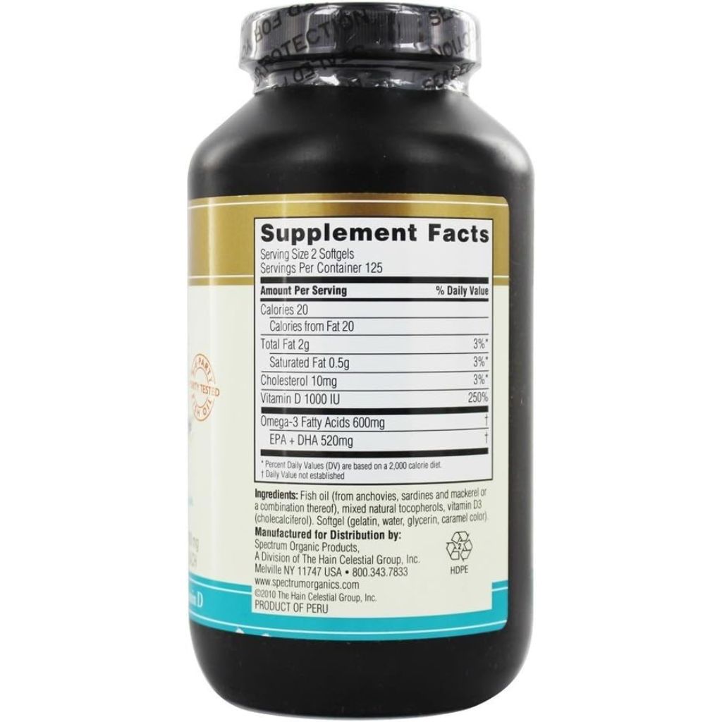 Spectrum Essential Fish Oil 1,000mg Omega-3 with Vitamin D - 250 Softgels