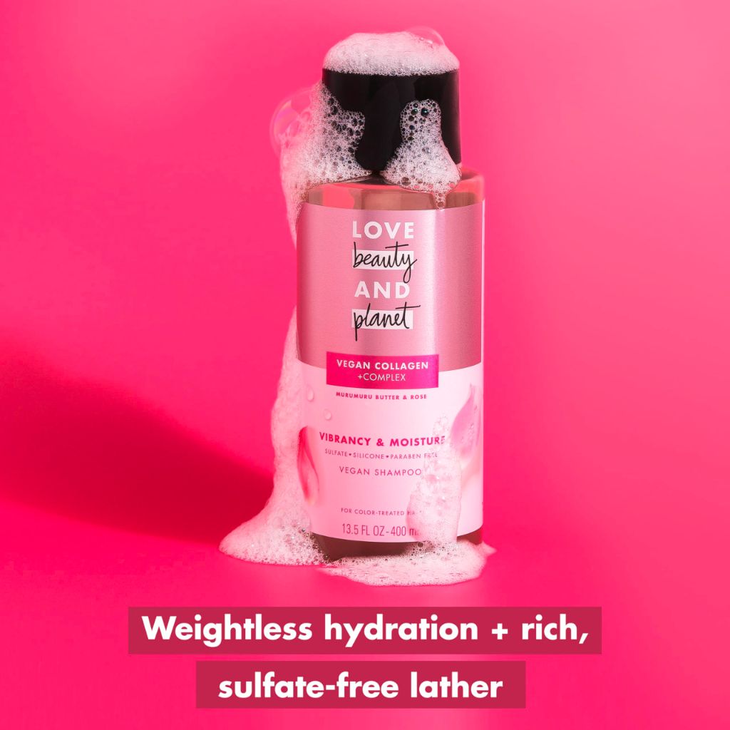 Love Beauty and Planet Vegan Collagen Moisture Shampoo, Murumuru Butter & Rose | 13.5oz,