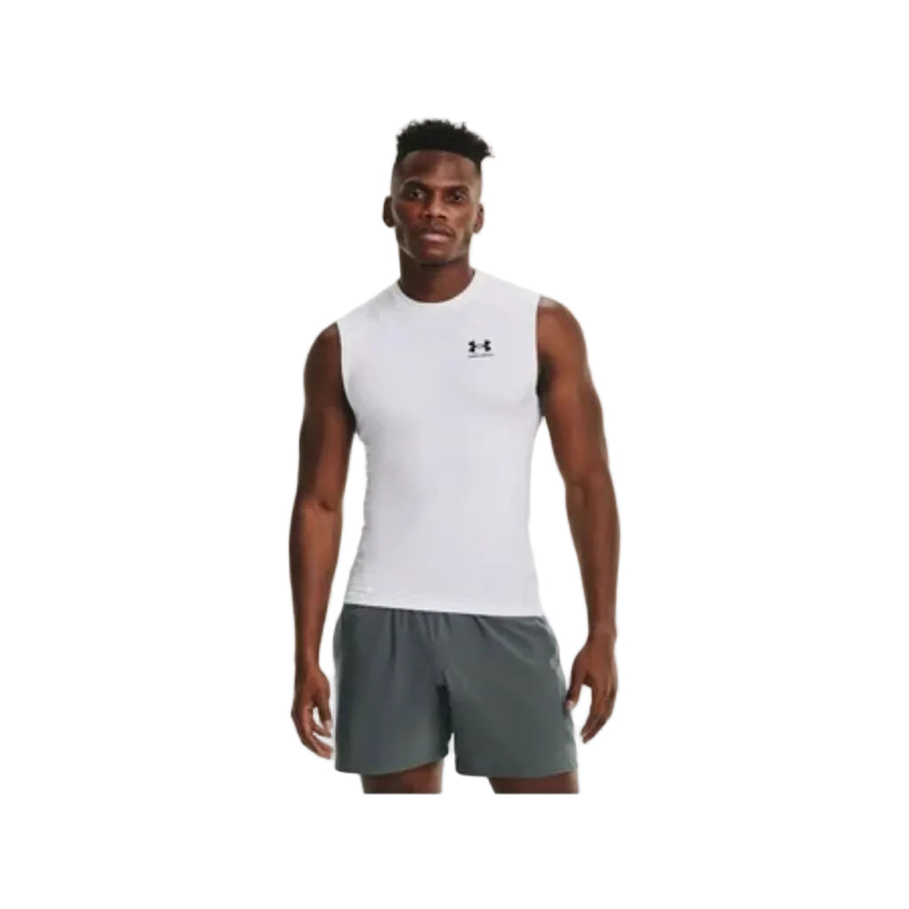 Under Armour Men s HeatGear Armour Compression Sleeveless Shirt White Size L
