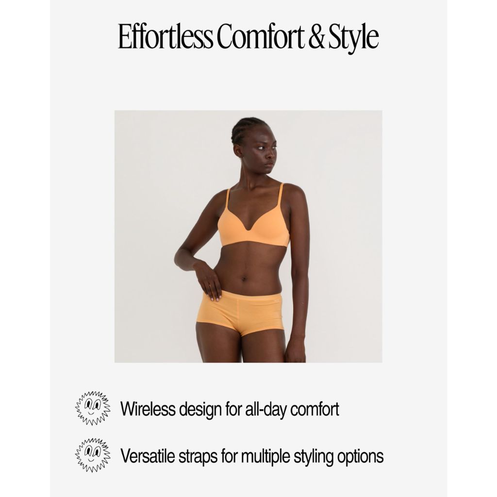 Organic Basics Womens Core Wireless Plunge Bra, Papaya, 38DD