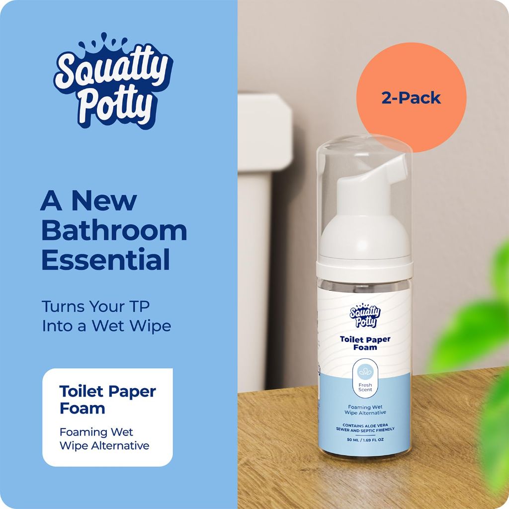 Squatty Potty Toilet Tissue Paper Foam Instant Wet Wipe Alternative - 1.69 fl. oz. (2 Pack)