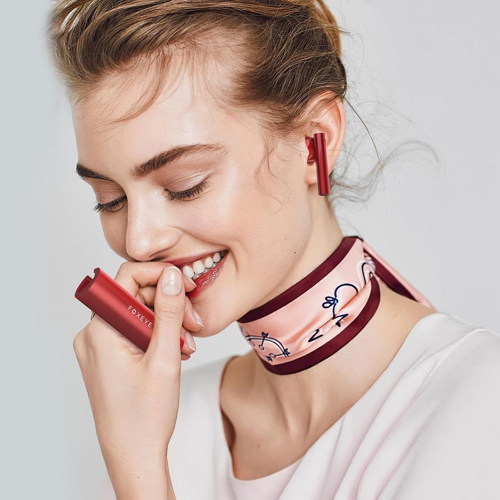 Bluetooth Earbuds, Bluetooth 5.4 Headphone, Touch Control Ear Bud with Charging Case, Noise Cancelling in-Ear Earphones with Microphone for Workout Sleeping (Red)