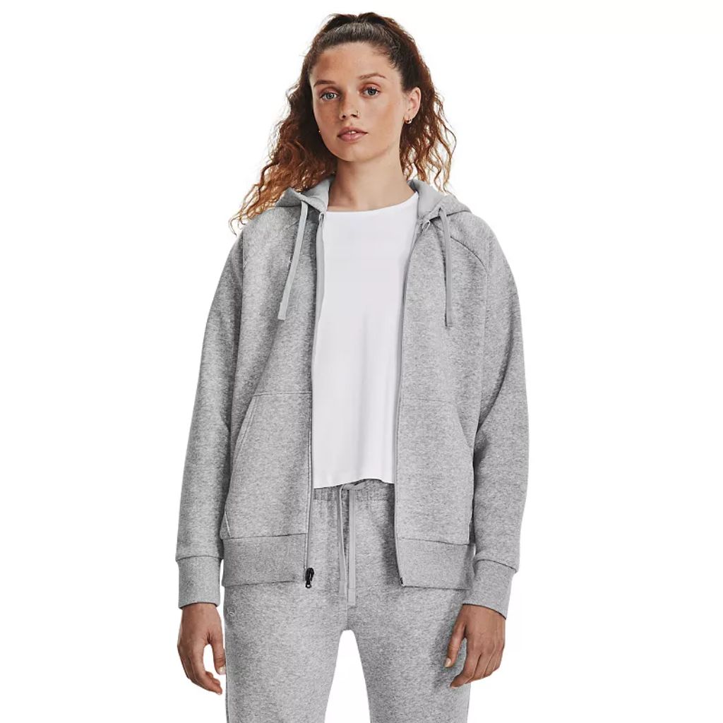 Women's Under Armour Rival Fleece Full-Zip Hoodie, Size: Medium, Mod Gray Light Grey