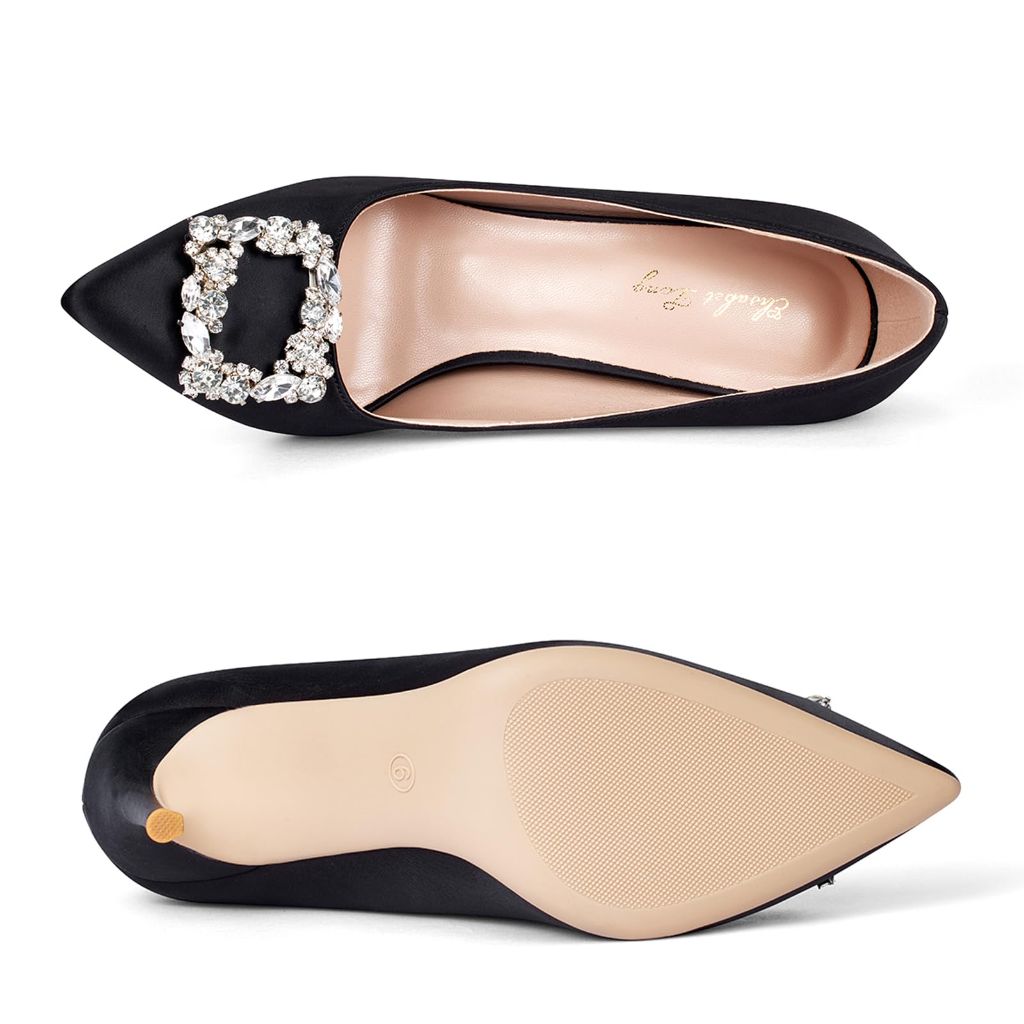 Elisabet Tang Women's Pumps, Black Satin - size 9.5