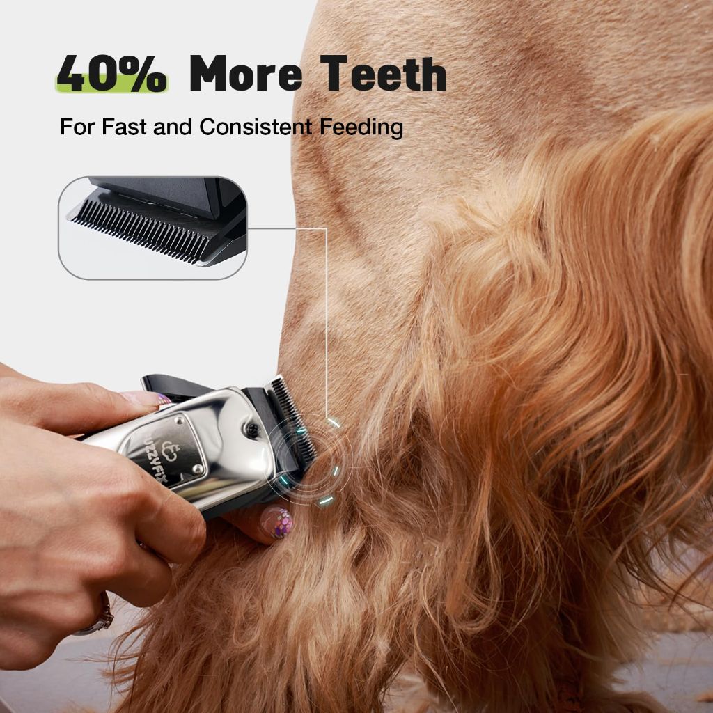 FuzzyFix Dog Grooming Kit, Dog Clippers for Grooming for Thick Heavy Coats, Professional Pet Paw Trimmer Nail Grinder