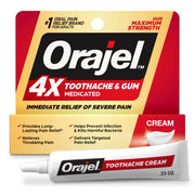 Orajel 4X for Toothache & Gum Pain: Severe Cream Tube -0.33oz