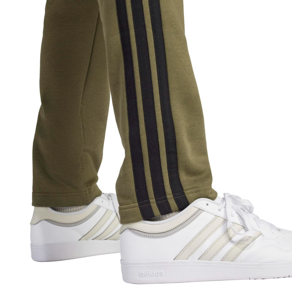 adidas Men's Essentials 3-Stripes Fleece Sportswear Pants - Olive Strata/Black, XS