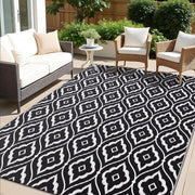 OLANLY Outdoor Waterproof Rug 6x9 ft , Black & White