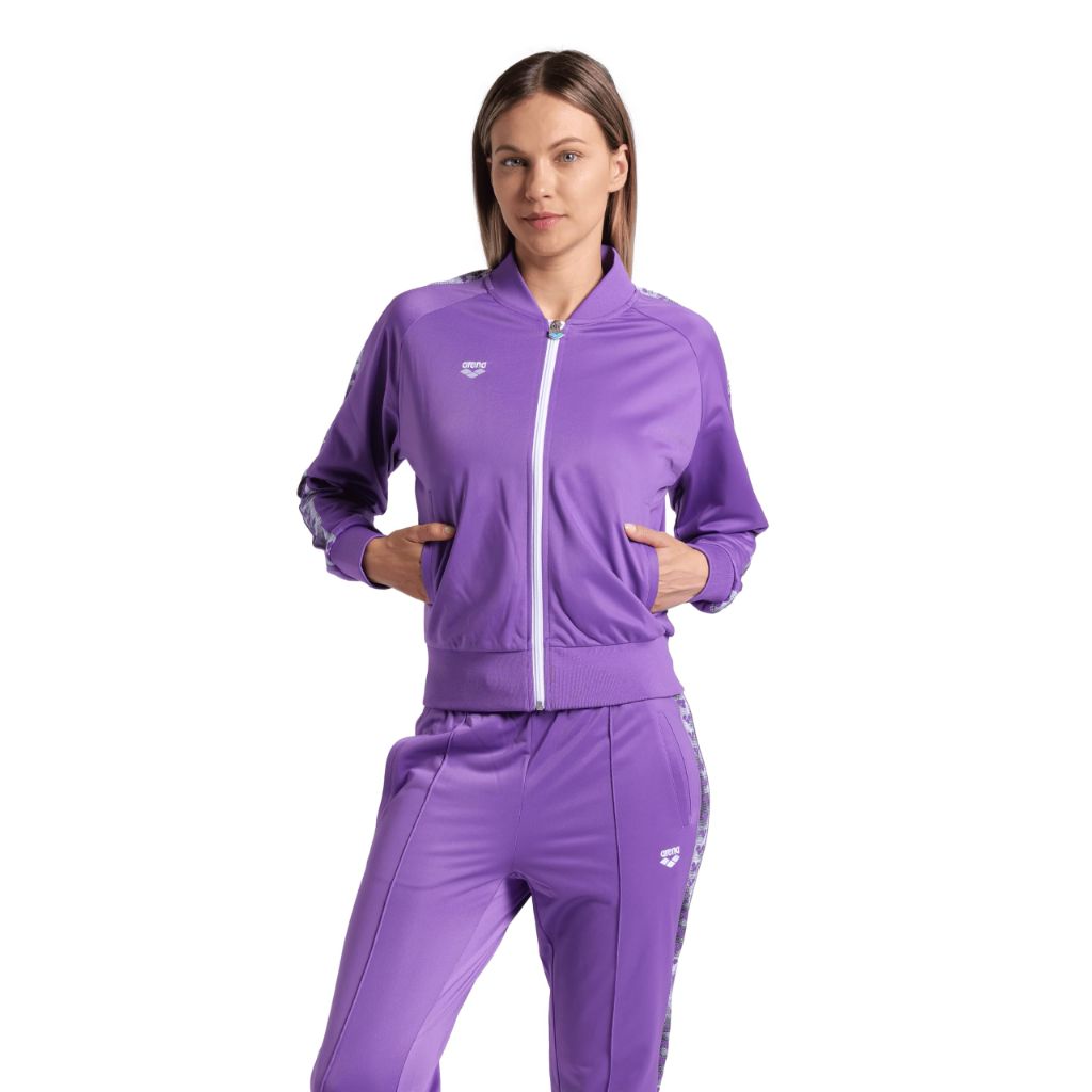 ARENA Women's Icons Relax IV Team Jacket Full-Zipper Regular Fit, Violet/Multi/Violet, Large