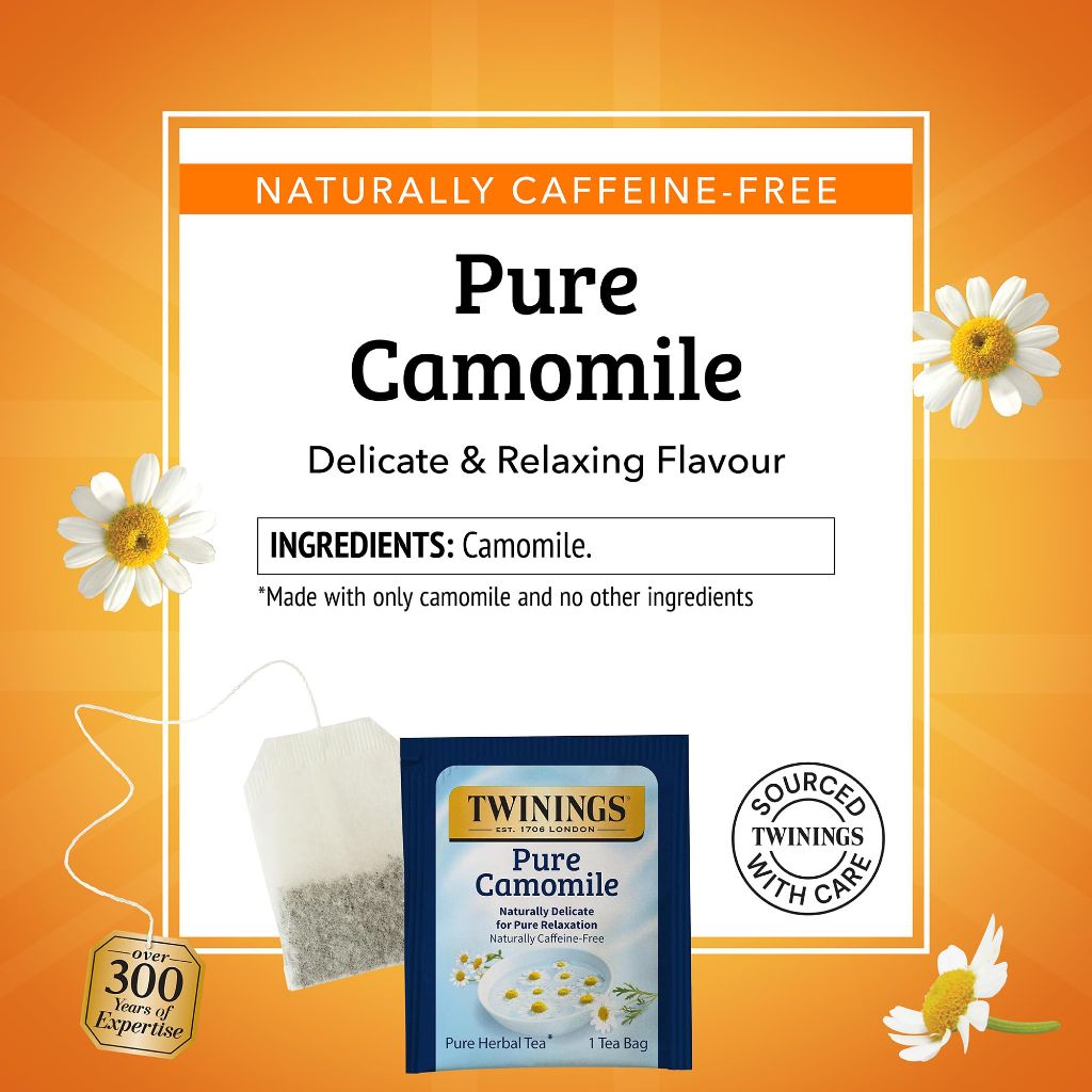 Twinings Pure Camomile Herbal Tea Individually Wrapped Bags, 100 Teabags