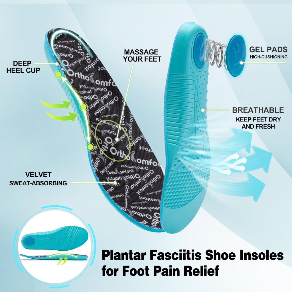 Men's Orthopedic Lightweight Running Shoes: Plantar Fasciitis Heel Spur Arch Support Orthotic Pain Relief Bunions Recovery Trail Sneakers, Comfortable Fit Sport Gowalk Tennis Shoes Dark Blue Size 9