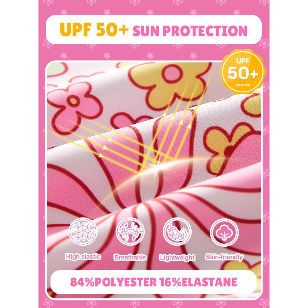 Angel season Girls One Piece Swimsuits, Pink Daisy Floral - Size 2T