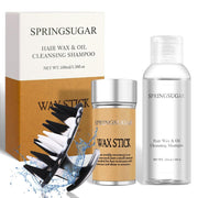 SPRINGSUGAR 3PCS Hair Wax Stick Set,Flyaways Edge Control Slick Back Hair Stick+Deep Cleans Clarifying Shampoo