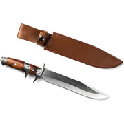 Wild Wolf X42 Survival Camping Fishing Fixed Semi-Full Tang Blade Hunting Knife with Rosewood Handle and Leather Sheath