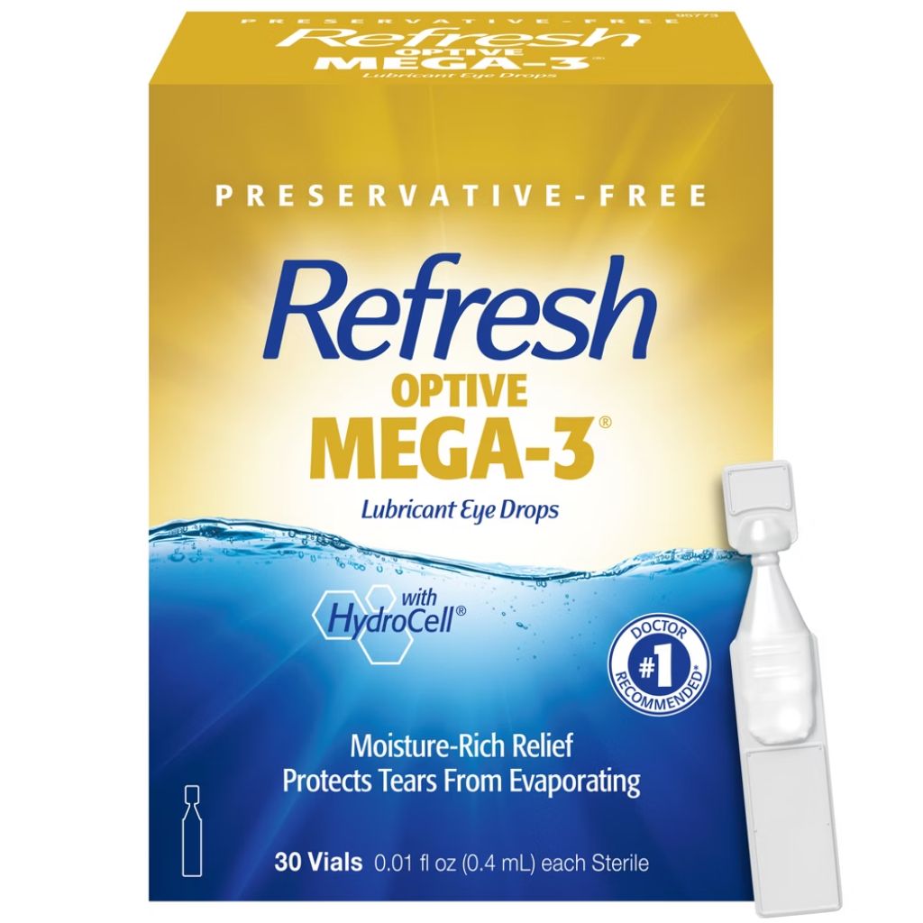 Refresh Optive Mega-3 Lubricant Eye Drops Preservative-Free Artificial Tears - 0.01 fl oz (0.4mL) - 30 Single-Use Containers