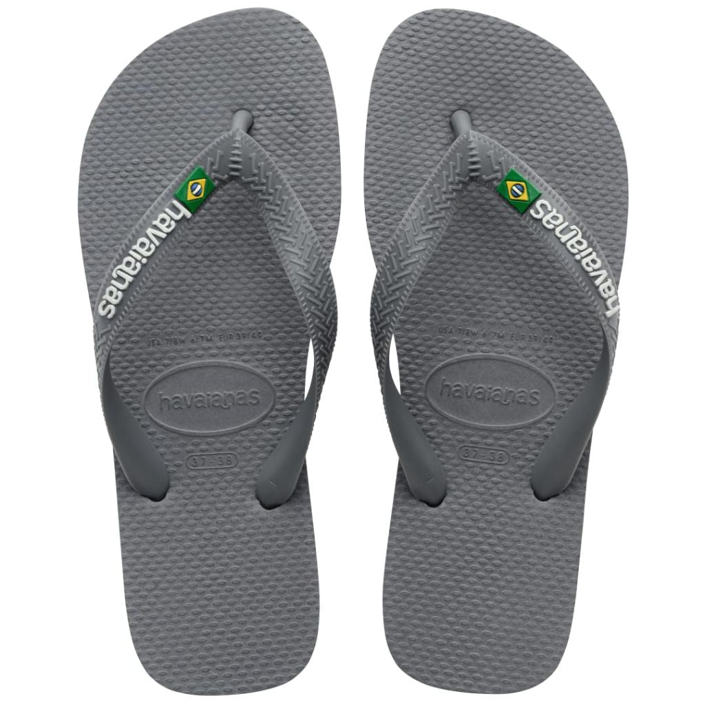 Havaianas Women's Brazil Logo Flip flops - Spring and Summer Sandals for Women - Steel Grey, 11/12W - 9/10M