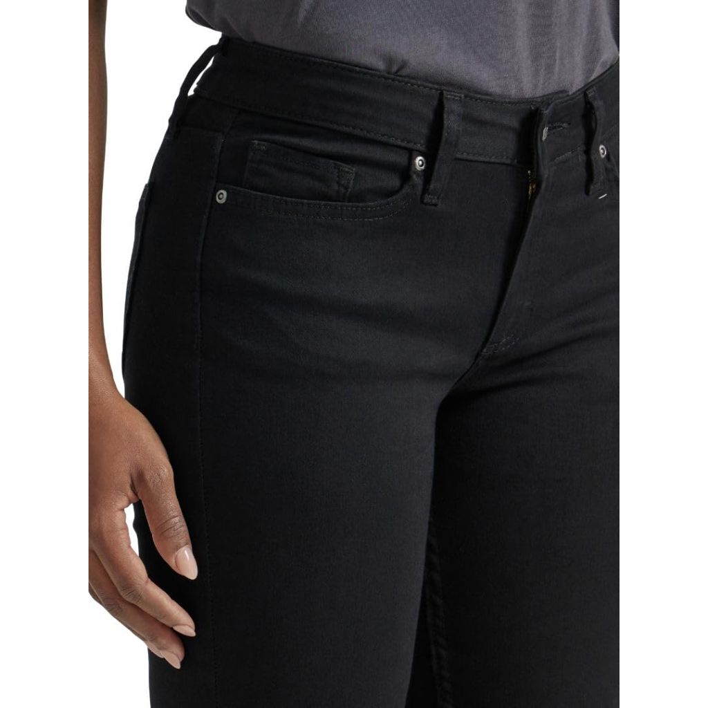 Lee Women's Legendary Mid Rise Bootcut Jean, Black, 14 Long