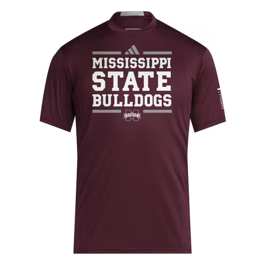 adidas Men's MAR Mississippi State Bulldogs Short Sleeve T-Shirt - Red, Size Large